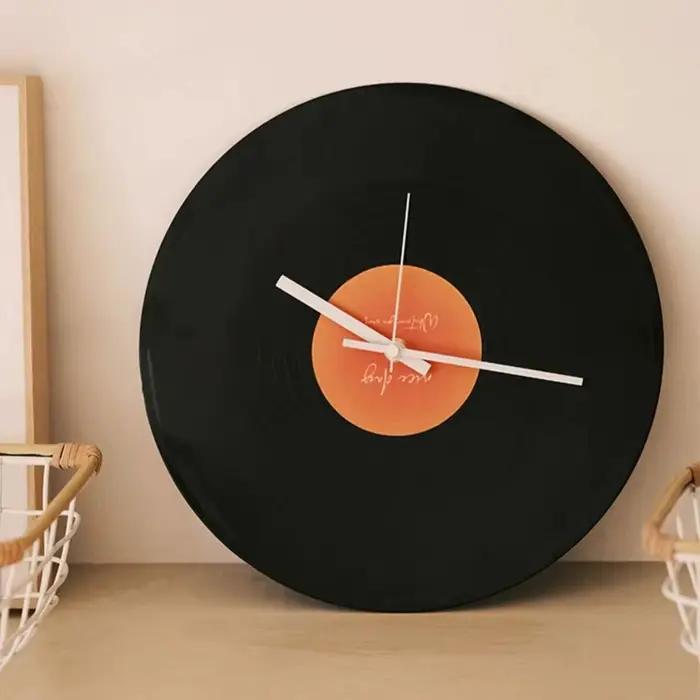 Horloge murale avec disque vinyle coucher de soleil