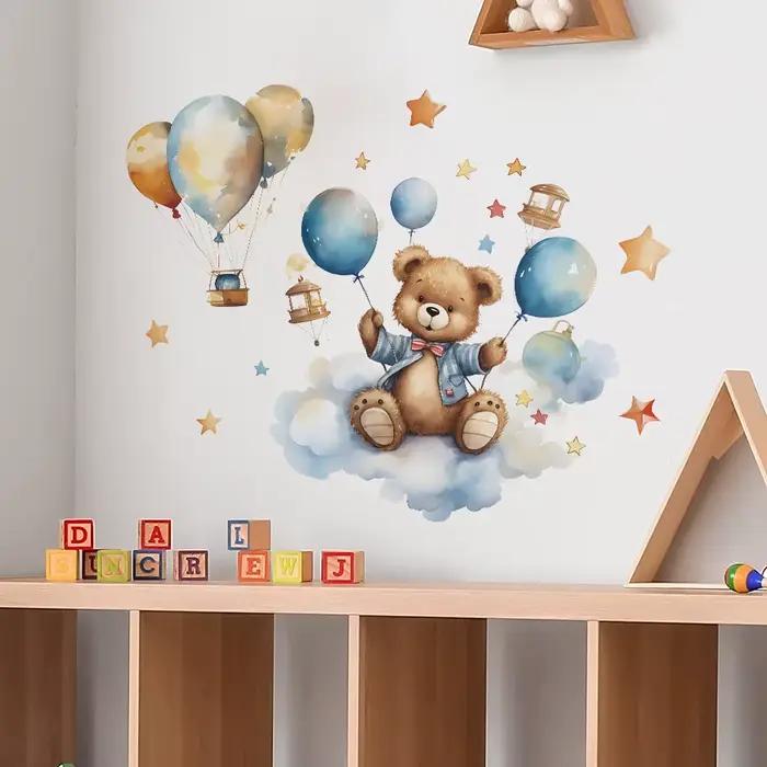 Autocollants muraux décoratifs en vinyle ours pour enfant