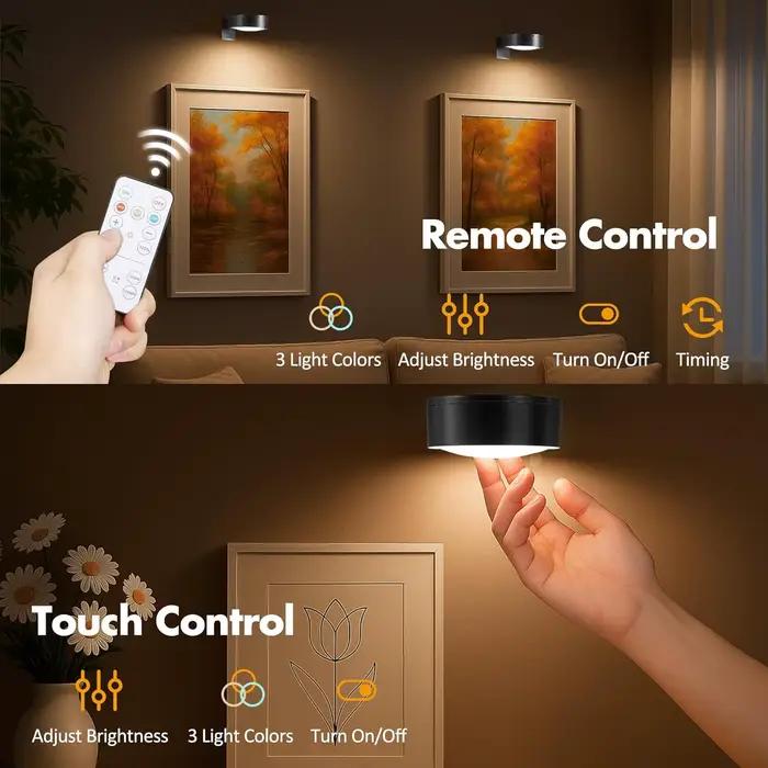Lumière d'image magnétique à piles, 3 pièces, lumière de peinture Led avec minuterie à intensité variable à distance, 3 Modes d'éclairage, lumière d'affichage artistique