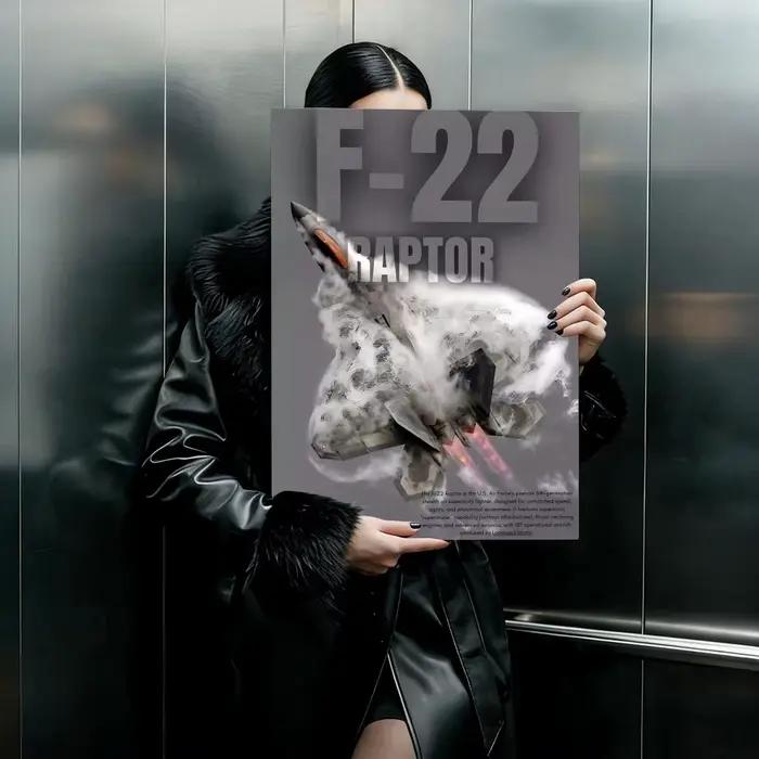 Affiche d'avion de chasse américain F22