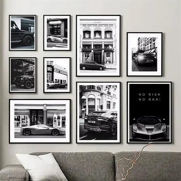 Art mural de voiture noir et blanc