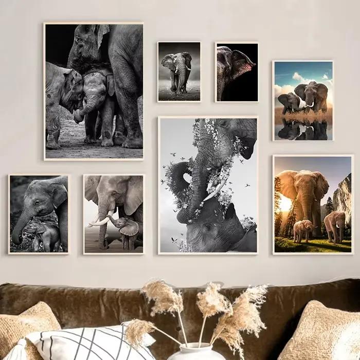 Affiches de famille d'éléphant quelque part