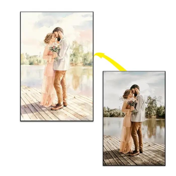 Affiche de peinture aquarelle personnalisée de Photo