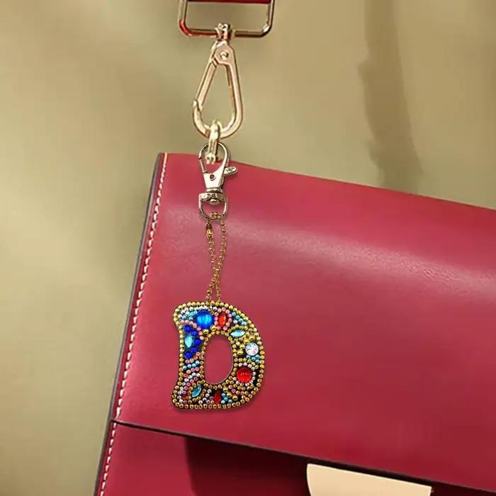 Peinture diamant diamant avec lettres anglaises, 1 pièce, broderie 5D avec lettres de l'alphabet, peinture diamant, porte-clés, pendentif, A-Z à faire soi-même