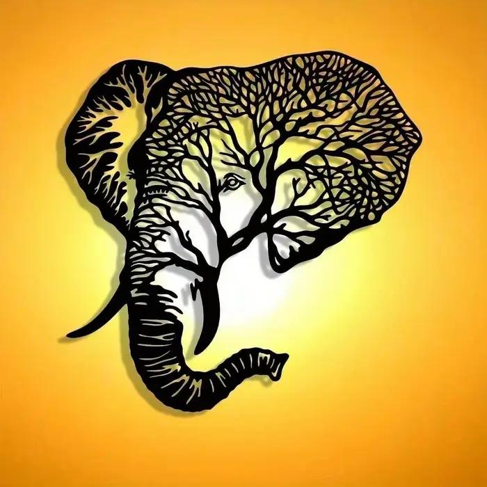 Décoration murale en métal en forme d'éléphant