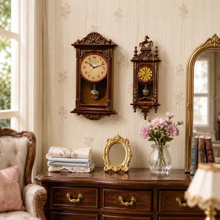Mini réplique d'horloge murale, horloge murale pour la décoration du salon, accessoire miniature pour la photographie