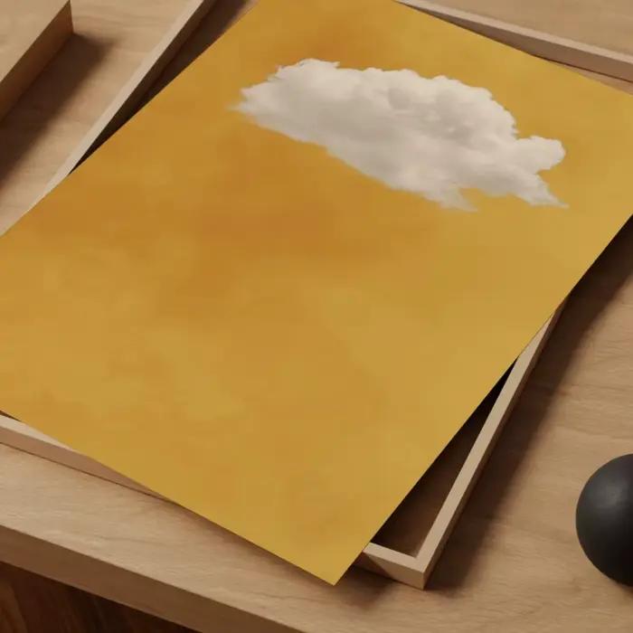 Impression d'art mural de nuage jaune sans cadre