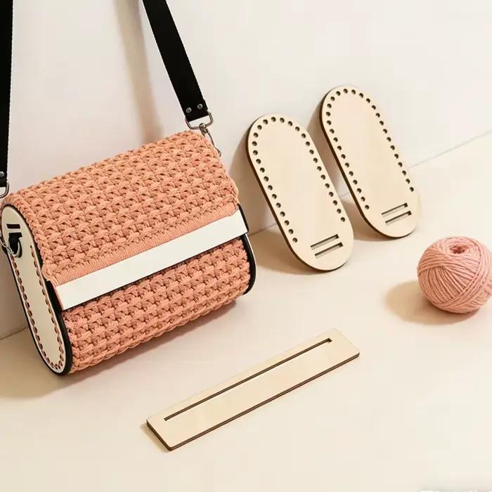 YOMDID 3 pièces cadre de panier en bois de qualité supérieure-formes ovales et rectangulaires robustes pour le crochet