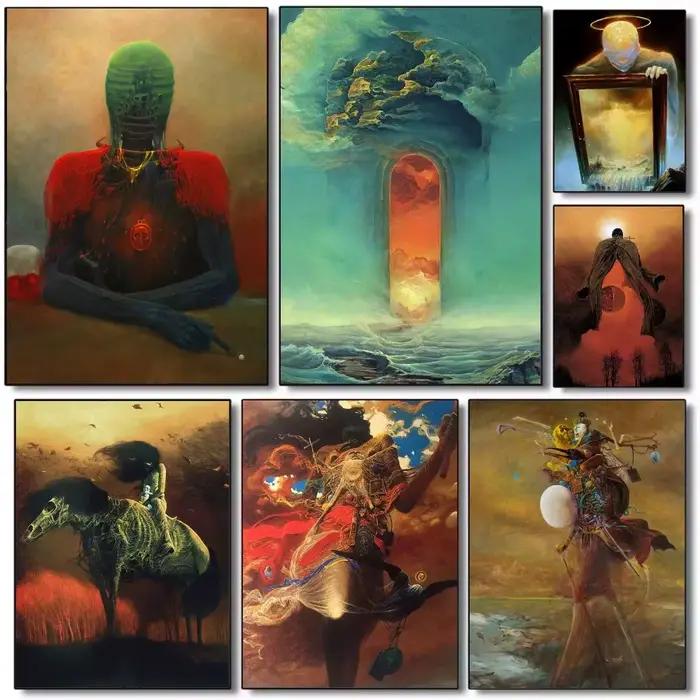 Zdzislaw Beksinski Art Fantasy rêve affiche HD art toile peinture maison salon chambre bar décoration esthétique