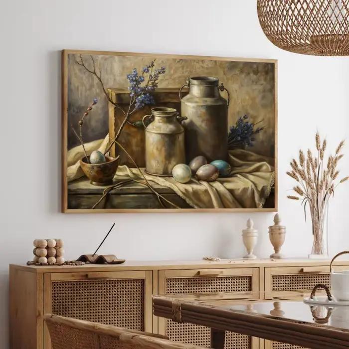 Affiche de paysage de rivière et de printemps