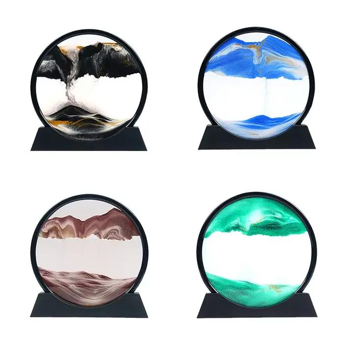 Bureau décor à la maison 3D extrait sablier sables mobiles sable Art photo verre rond mer profonde paysage