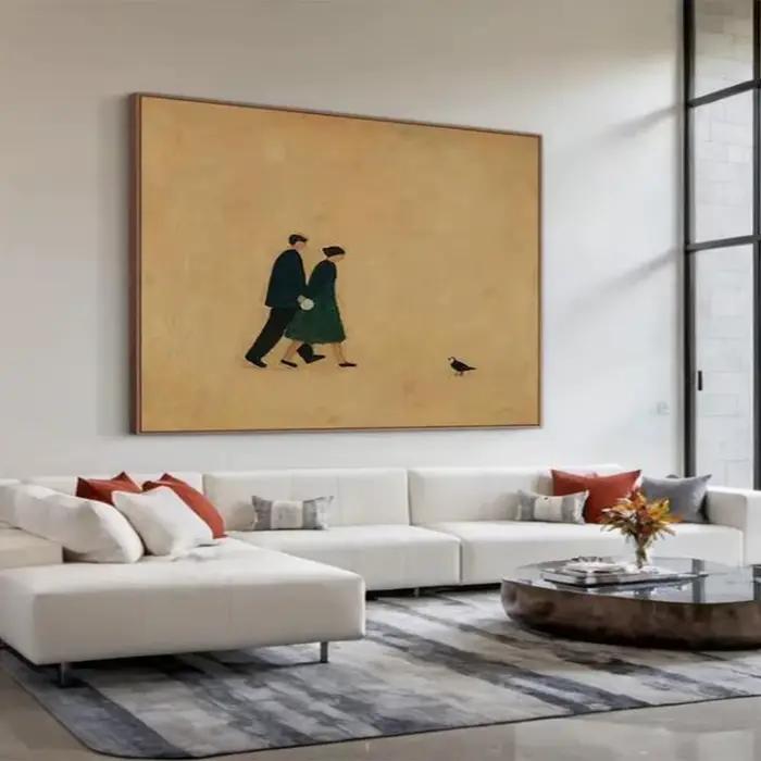 Peinture à l'huile abstraite artisanale de grande taille sur toile