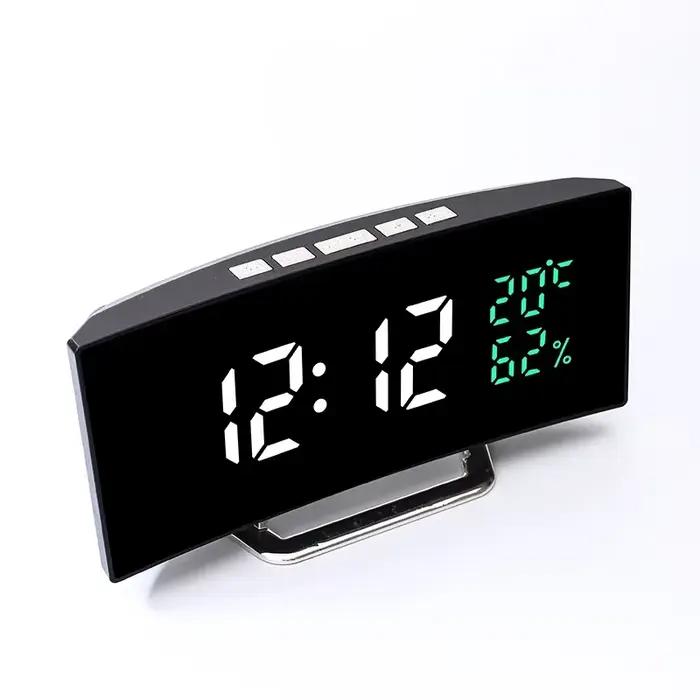 Miroir réveil numérique température Date 2 niveaux de réglage de la luminosité Snooze horloge de Table 12/24H Mode nuit