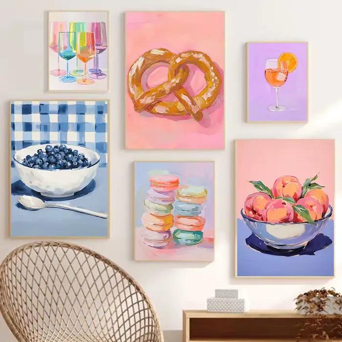 Affiche de Popsicle d'été colorée, nature morte, salle à manger, petit déjeuner, imprimés alimentaires, peinture sur toile, tableau d'art mural, décor de cuisine de maison
