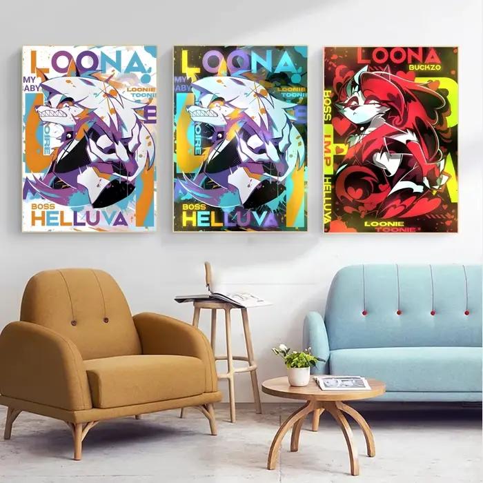 Affiche Anime Loona H-helluva Boss, autocollants muraux élégants et abordables pour dortoir, salon et chambre à coucher