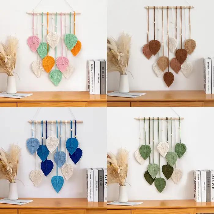 Moderne Boho tenture murale feuille macramé décoration