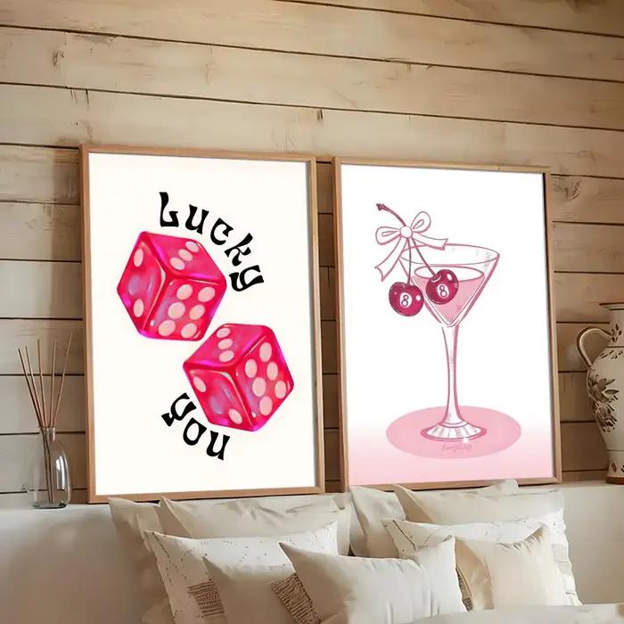 Affiche boule Disco rose