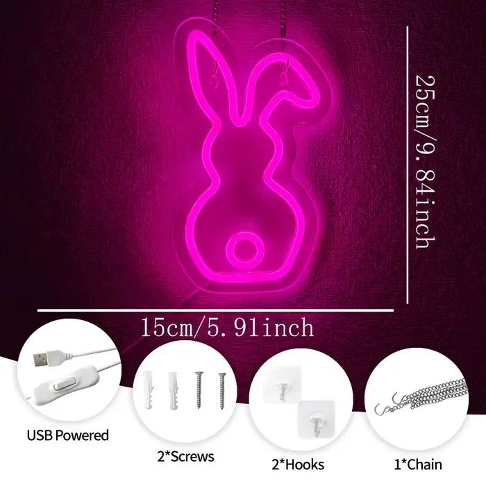 Enseigne au néon lapin de pâques pour décoration murale