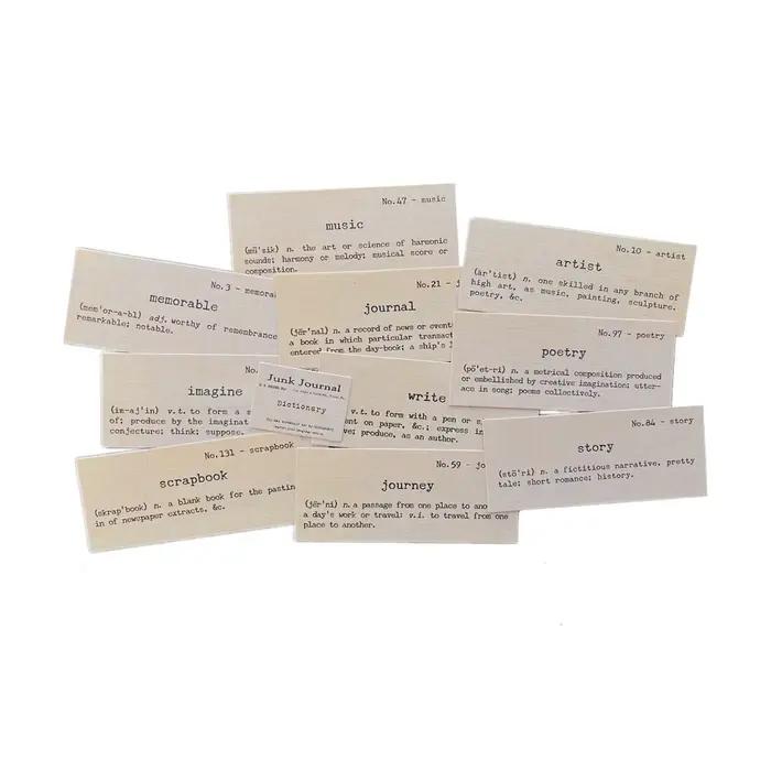 Autocollant vintage tissé avec définition de mot