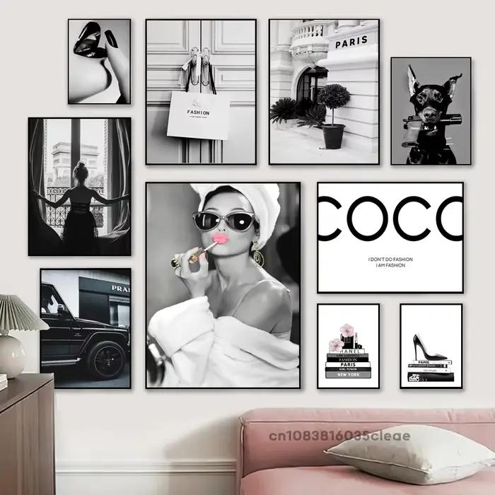 Peinture sur toile de luxe avec citations de super voiture et coco pour femme