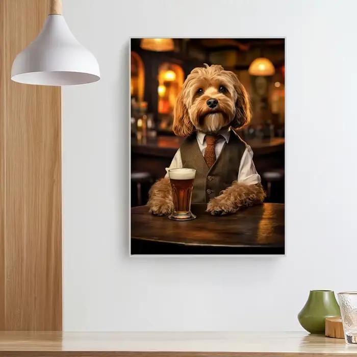 Affiche de chien mignon dans le pub