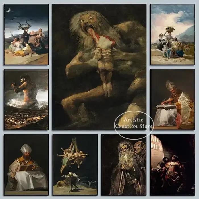 Sorcières sabbat par Francisco De Goya le colosse toile peinture affiche mur Art photo salle De cinéma maison chambre décoration
