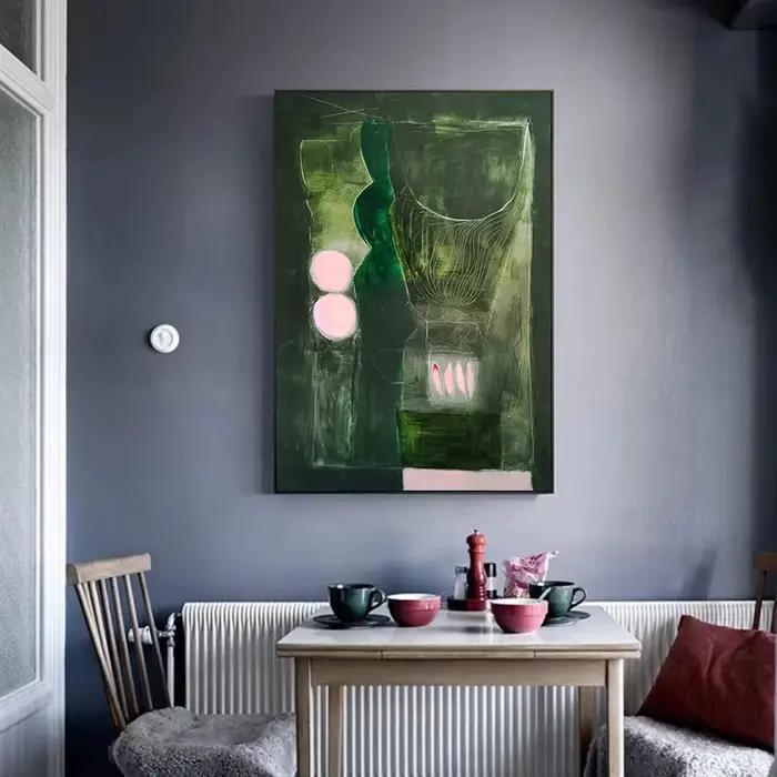Affiches modernes abstraites vertes et roses