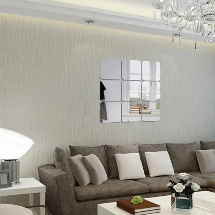 Autocollants muraux miroir acrylique carré 3D auto-adhésifs