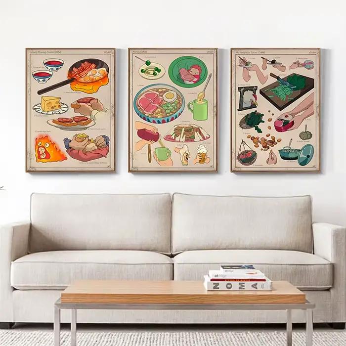 Studio-Ghibli traite japonais classique Anime nourriture Vintage affiche toile peinture mur Art photos maison Restaurant décor