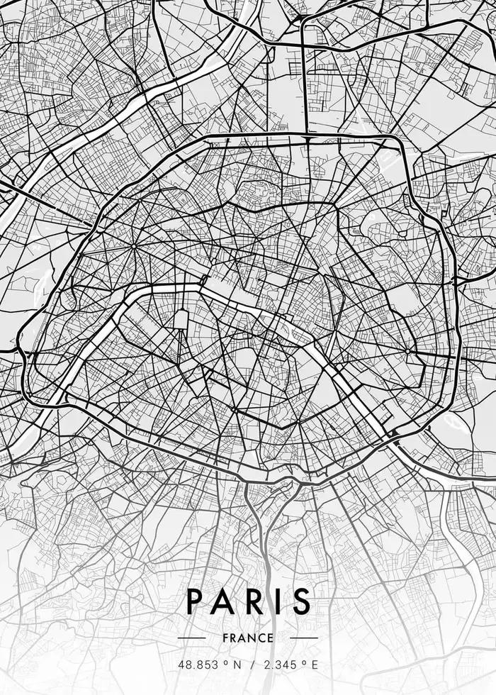 Carte de la ville Paris New York