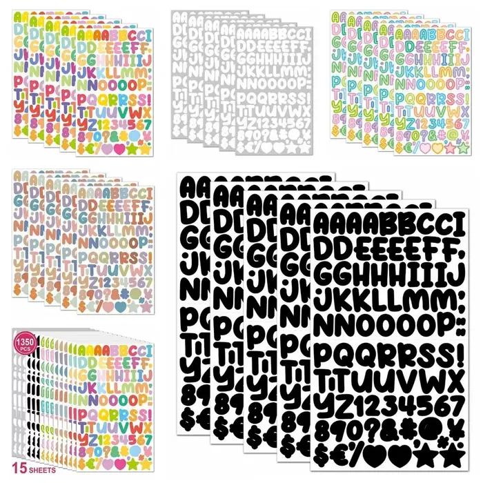 26 lettres numéro dessin animé lettre autocollant 0.5 pouces