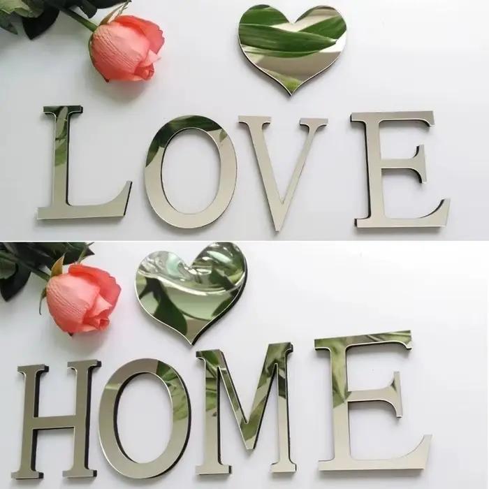 Autocollant Mural de Surface de miroir en acrylique avec lettres anglaises