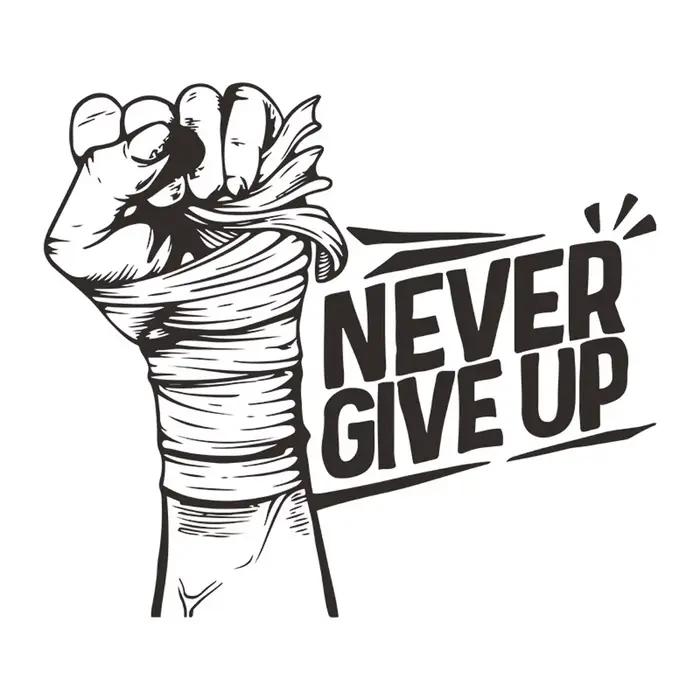 Autocollant mural inspirant « NEVER GIVE UP »