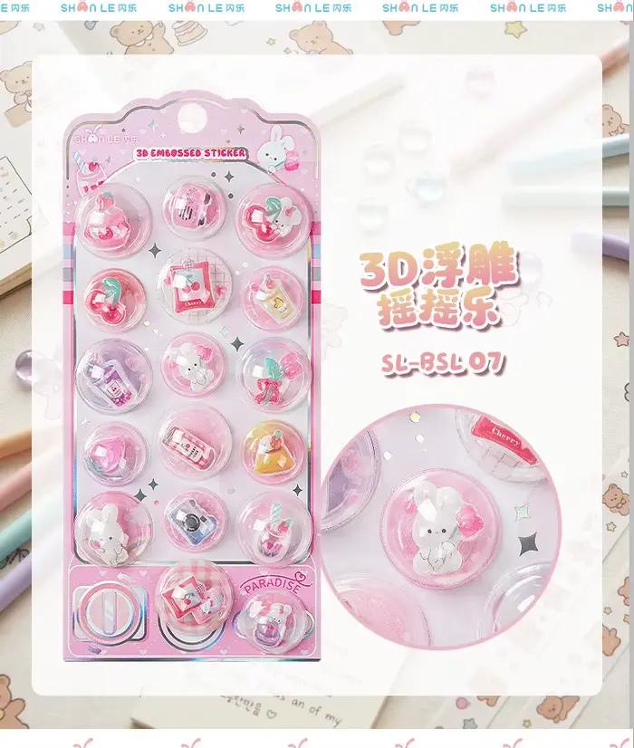 1 autocollant 3D en forme de capsules de dessins animés mignons pour scrapbooking