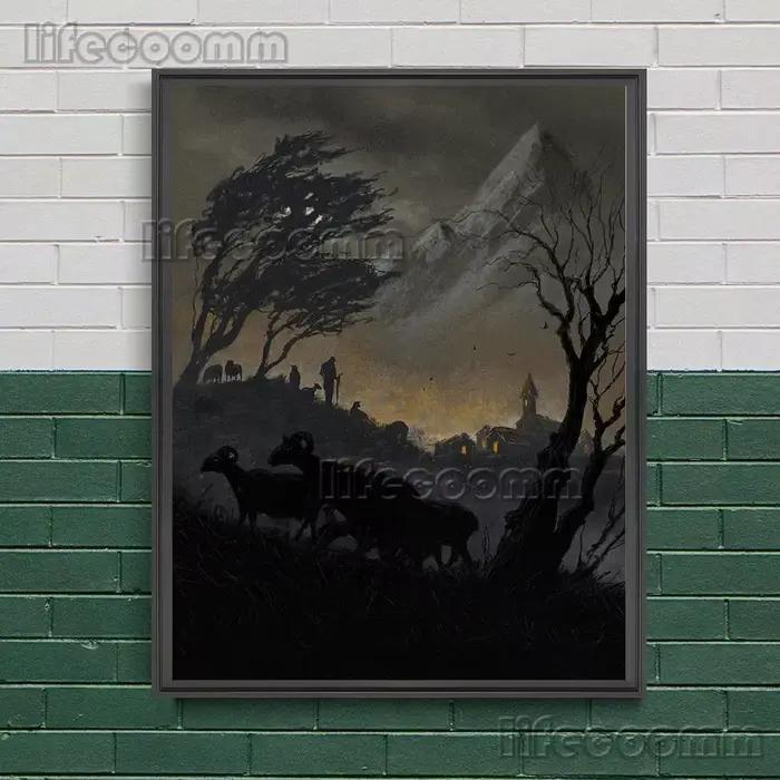 Toile d'art mural abstrait noir-blanc