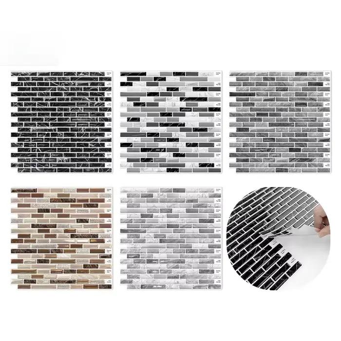 Carreaux de cristal en mosaïque de marbre, autocollant mural auto-adhésif imperméable pour salle de bains, cuisine, décoration murale, carrelage à décoller et à coller