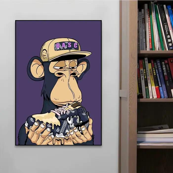 Pop Ape Canvas Painting Funny Trendy Cartoon Poster and Prints Modern Wall Art Colorful Artwork for Living Room Home Decor Mural