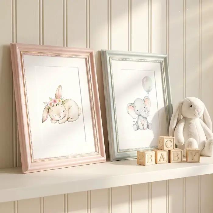 Lot de 2 cadres photo rose pastel et bleu avec passe-partout A4