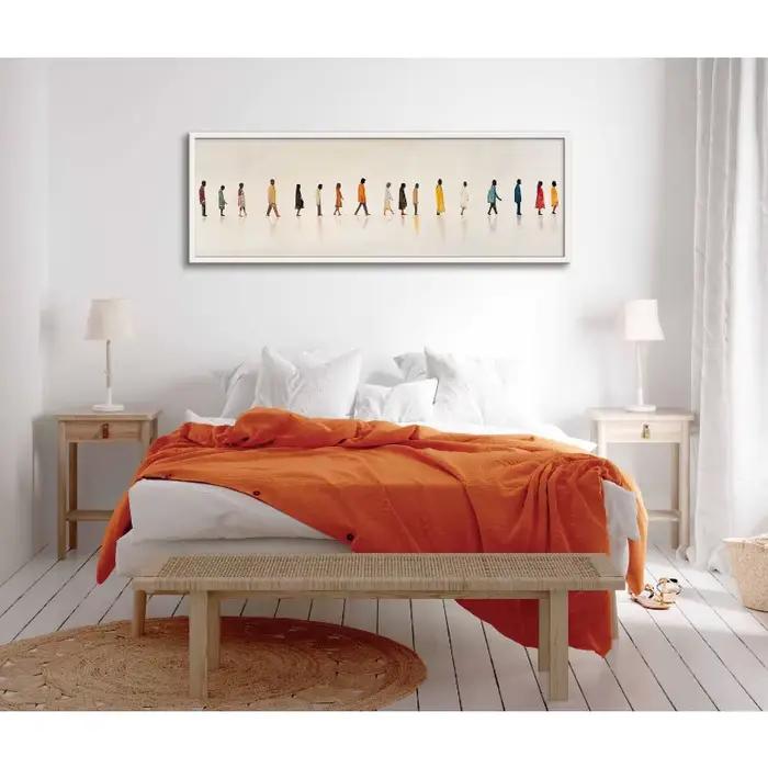 Affiche sur toile abstraite sans cadre avec des personnes qui marchent - Décoration murale figurative moderne - Peinture contemporaine du mouvement humain