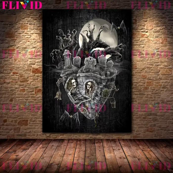 Peinture sur toile d'art mural noir et magique