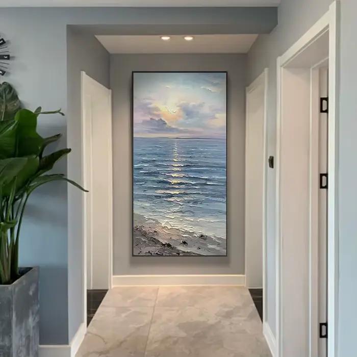 Toile de mur de peinture à l'huile de paysage de vague de mer naturelle