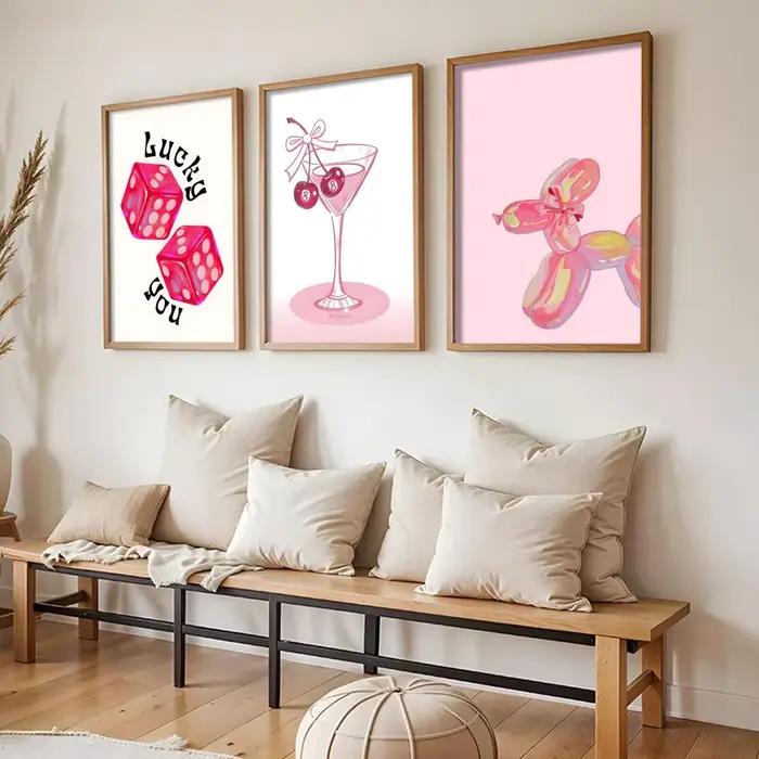 Affiche boule Disco rose