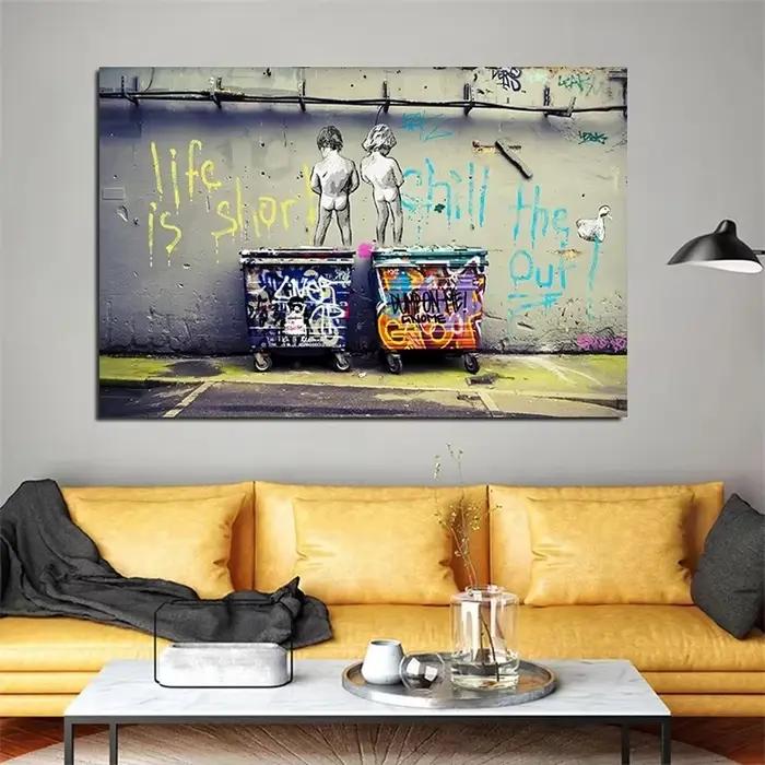 Banksy-Affiche murale avec graffiti