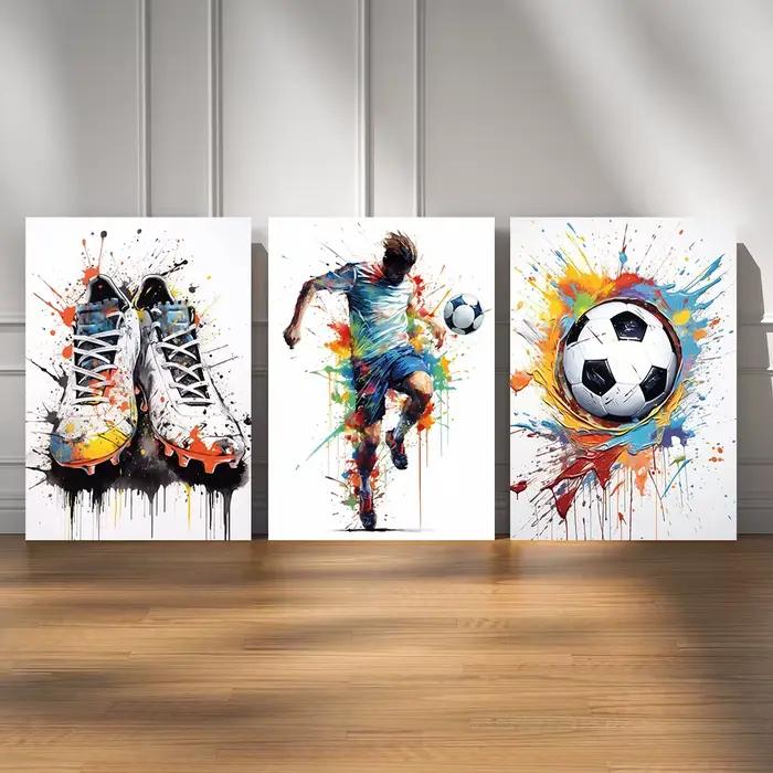Affiche de Football Graffiti, bottes de Football, cadeaux pour hommes et garçons, peinture sur toile, affiche imprimée, Art mural pour la maison et le salon, 3 pièces