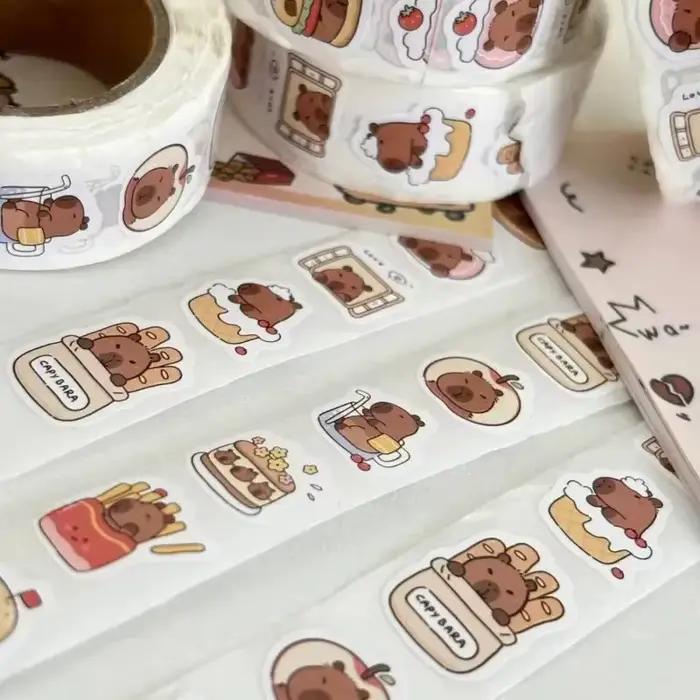 Rouleau d'autocollants Capybara imperméables en PVC