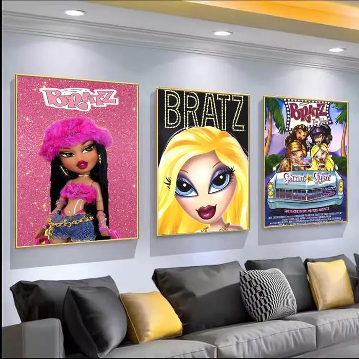 B-Bratzs Dolls Cartoon Girl Poster HD PVC auto-adhésif Art mural-étanche réutilisable pour le bureau à domicile café