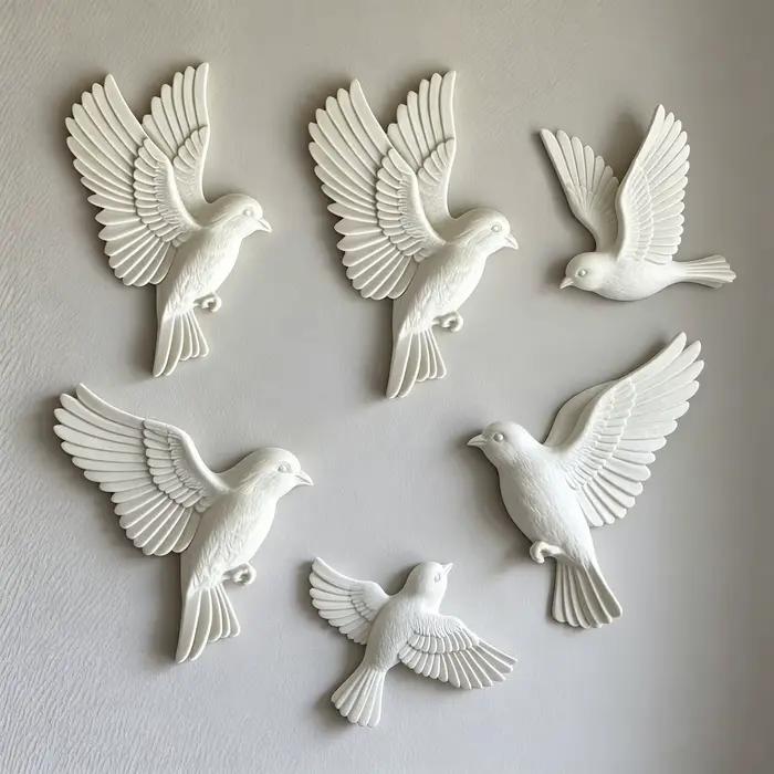Décoration murale européenne en relief avec oiseaux