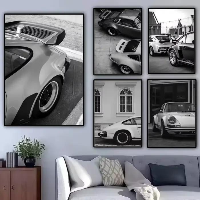 Affiche de véhicule de voiture de luxe noir et blanc