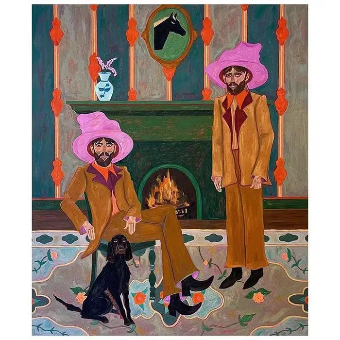 Peinture sur toile sans cadre de style rétro français, avec une touche haut de gamme, idéale pour la décoration de couloirs de restaurant, cadeau de vacances