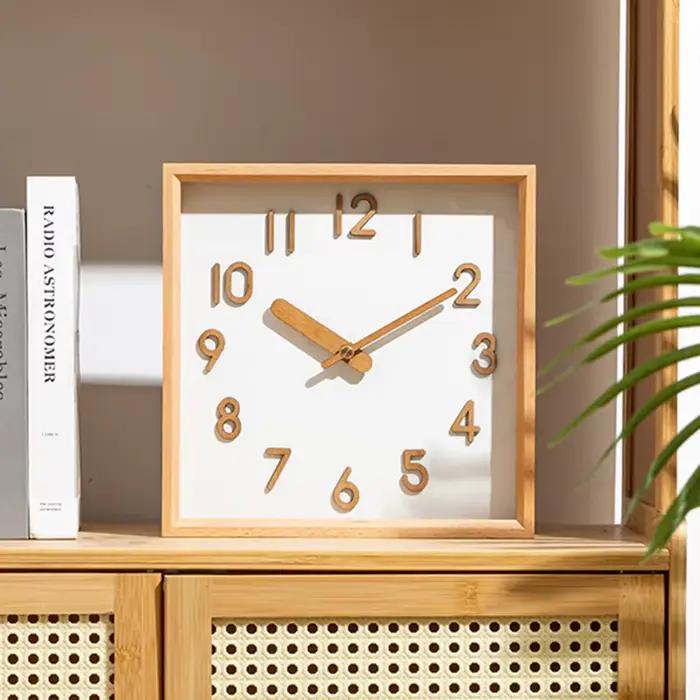 Horloges murales en bois nordique moderne Simple horloge ménage salon